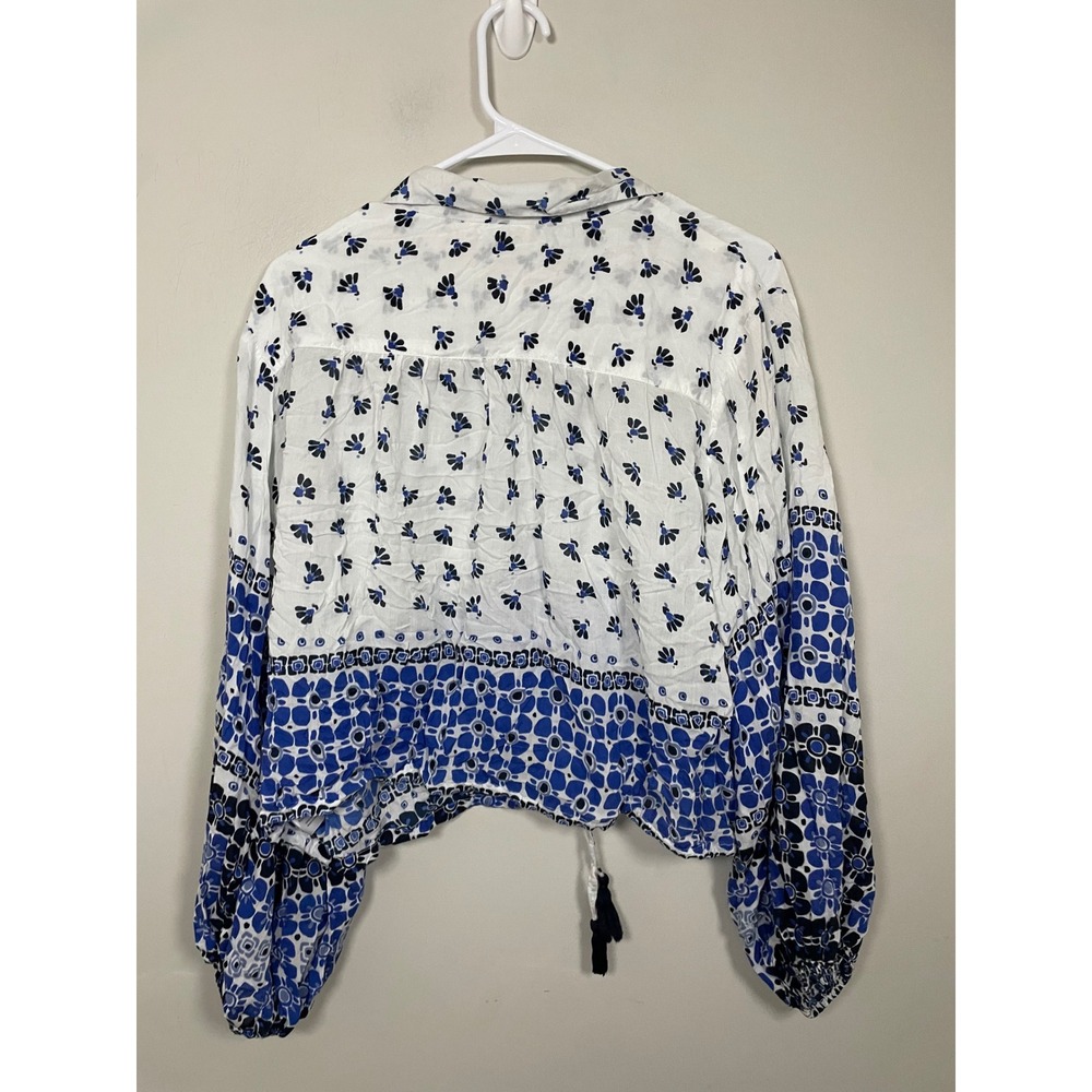 Roberta Roller Rabbit Caleb Printed Button Front Drawstring Top Size XL - Picture 5 of 10